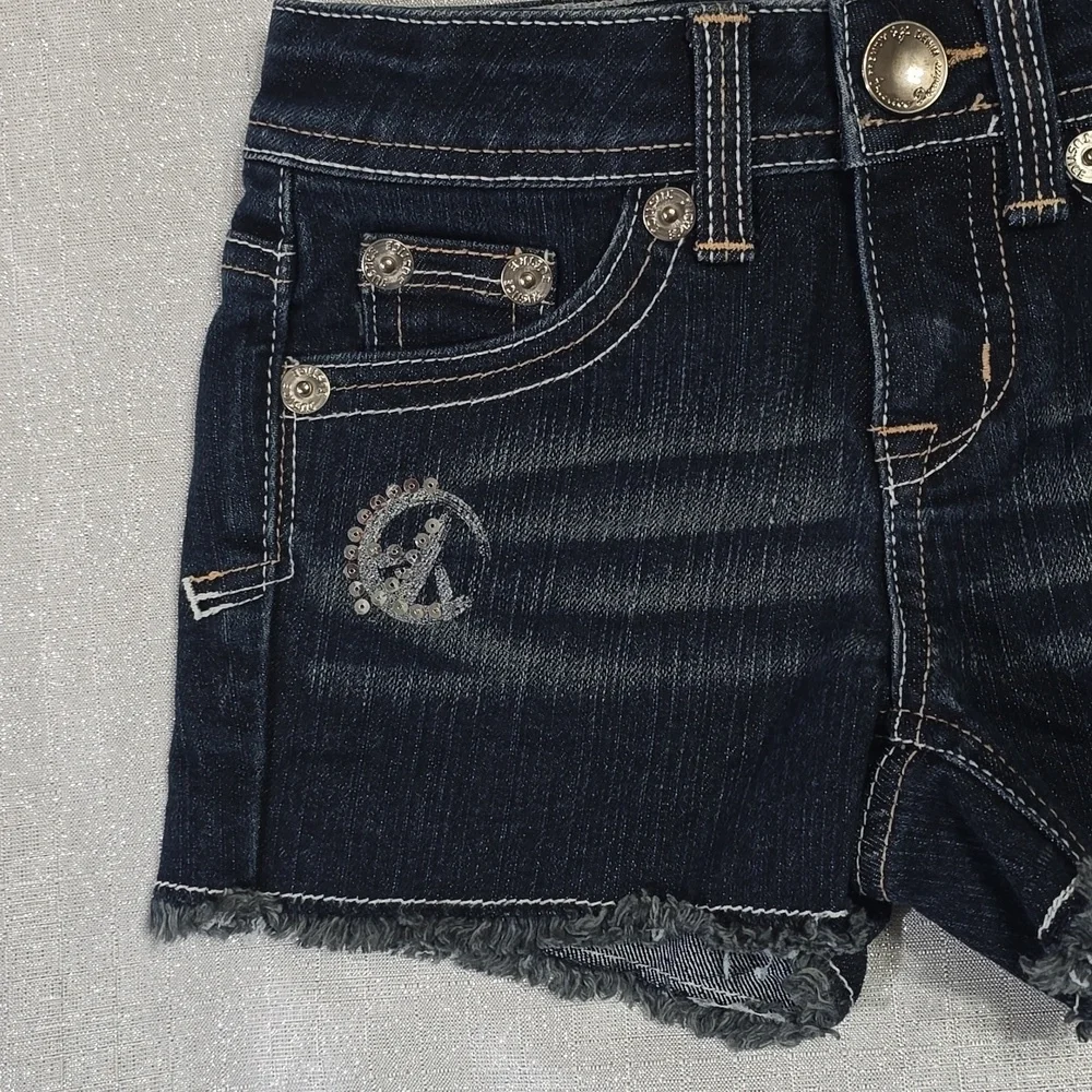 Justice Dark Blue Jean Shorts with Embellishments